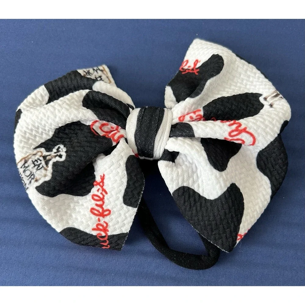 Lot 2 Chic Fil-A‎ Cow Hair Bows Eat More Chicken Baby Girls Animal Soft Headband